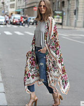 Load image into Gallery viewer, Bohemian Floral Printed Long Large Shawl Capes Coat