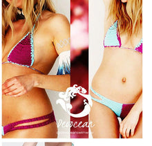 Load image into Gallery viewer, New Sexy Crochet Striped Bikini Swimsuit Suit