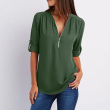 Load image into Gallery viewer, Solid Color V Neck Summer T Shirt Blouse