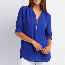 Load image into Gallery viewer, Solid Color V Neck Summer T Shirt Blouse