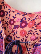 Load image into Gallery viewer, Women s Fashion Polyester Boho Tie Neck Long Sleeve Pleated Day Dress