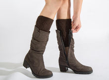Load image into Gallery viewer, Autumn and winter knitted warm leg boots boot wool leggings rhombus line socks