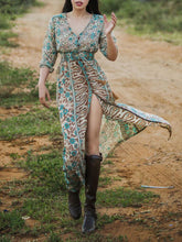 Load image into Gallery viewer, Attractive Bohemia 3/4 Sleeve Front Split Beach Dress Maxi Dress
