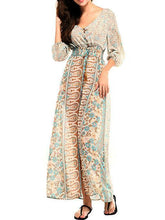 Load image into Gallery viewer, Attractive Bohemia 3/4 Sleeve Front Split Beach Dress Maxi Dress