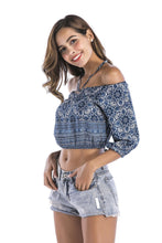 Load image into Gallery viewer, Bohemian Half Sleeve Shoulder-off Women printed strapless blouse