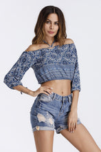 Load image into Gallery viewer, Bohemian Half Sleeve Shoulder-off Women printed strapless blouse