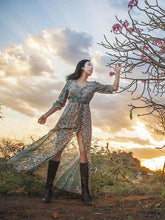 Load image into Gallery viewer, Attractive Bohemia 3/4 Sleeve Front Split Beach Dress Maxi Dress