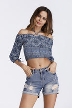 Load image into Gallery viewer, Bohemian Half Sleeve Shoulder-off Women printed strapless blouse