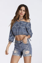 Load image into Gallery viewer, Bohemian Half Sleeve Shoulder-off Women printed strapless blouse