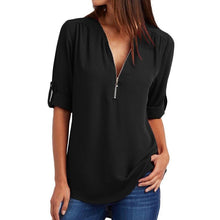 Load image into Gallery viewer, Solid Color V Neck Summer T Shirt Blouse