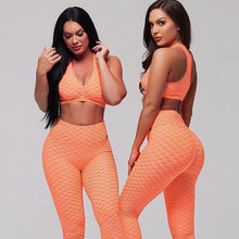 Load image into Gallery viewer, Jacquard Yoga Fitness Pants Suit Yoga Suit Sports Running Suit Women