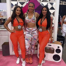 Load image into Gallery viewer, Jacquard Yoga Fitness Pants Suit Yoga Suit Sports Running Suit Women