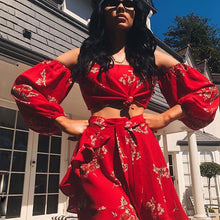 Load image into Gallery viewer, Chiffon Off The Shoulder Skirt and Sleeve Top 2 Piece Set