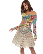 Load image into Gallery viewer, Rainbow Color Sexy Openwork Top Hand-Knit Beach Bikini Cover-Up