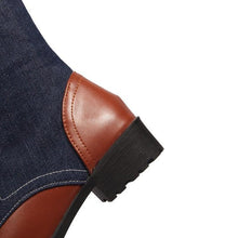 Load image into Gallery viewer, Women s color matching high belt buckle extra large size knight boots