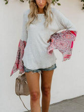 Load image into Gallery viewer, Autumn Solid Color Round Neck Long Sleeve Print Loose Stitching Top