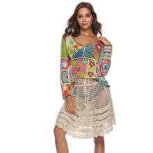 Load image into Gallery viewer, Rainbow Color Sexy Openwork Top Hand-Knit Beach Bikini Cover-Up