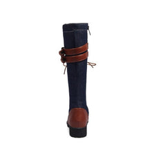 Load image into Gallery viewer, Women s color matching high belt buckle extra large size knight boots