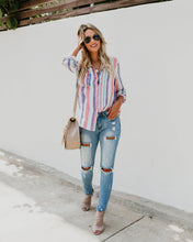 Load image into Gallery viewer, Fashion Colorful Striped Plus Size Long Sleeve Shirt
