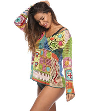 Load image into Gallery viewer, Rainbow Color Sexy Openwork Top Hand-Knit Beach Bikini Cover-Up