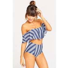 Load image into Gallery viewer, Strapless High Waist Floral Printed Off-the-shoulder Ruffled Swimsuit-4