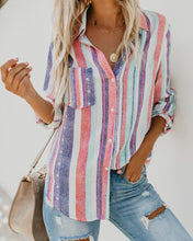 Load image into Gallery viewer, Fashion Colorful Striped Plus Size Long Sleeve Shirt