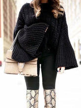 Load image into Gallery viewer, Loose Knitting Solid Color Flared Long Sleeves Sweater Tops