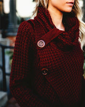 Load image into Gallery viewer, Turtleneck Cardigan Solid Color Button Irregular Sweater