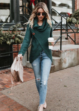 Load image into Gallery viewer, Turtleneck Cardigan Solid Color Button Irregular Sweater