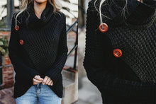 Load image into Gallery viewer, Turtleneck Cardigan Solid Color Button Irregular Sweater