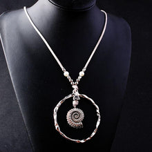 Load image into Gallery viewer, Bohemian Wind Velvet Rope Infinite Ring Large Conch Sweater Chain Shell Leather Ring Necklace