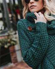 Load image into Gallery viewer, Turtleneck Cardigan Solid Color Button Irregular Sweater