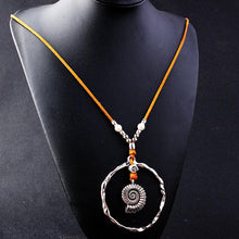 Load image into Gallery viewer, Bohemian Wind Velvet Rope Infinite Ring Large Conch Sweater Chain Shell Leather Ring Necklace