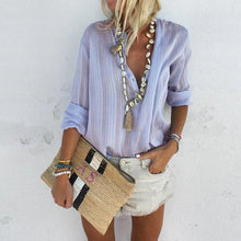 Load image into Gallery viewer, Fashion Button V-Neck Long Sleeve Blouse Shirt