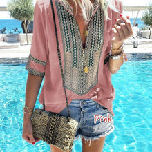 Load image into Gallery viewer, Ethnic Style Plus Size V-Neck Casual T-Shirt