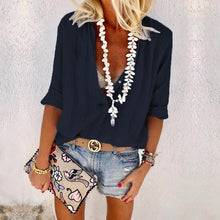 Load image into Gallery viewer, Fashion Button V-Neck Long Sleeve Blouse Shirt