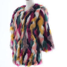 Load image into Gallery viewer, Faux Fur Multicolor Fox Fur Color Matching Coat