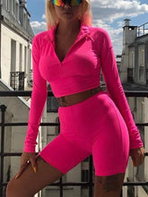 Load image into Gallery viewer, Fashion Fluorescent Color Slim Casual Yoga Sports Suit