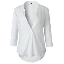 Load image into Gallery viewer, Fashion Button V-Neck Long Sleeve Blouse Shirt
