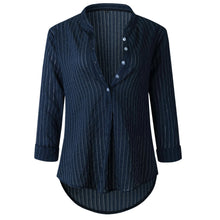 Load image into Gallery viewer, Fashion Button V-Neck Long Sleeve Blouse Shirt