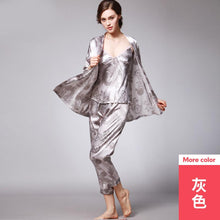 Load image into Gallery viewer, Silk Pajamas Ladies Spring and Summer Dragon Printed Silk Home Dress Three Pack