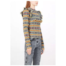 Load image into Gallery viewer, Autumn And Winter Geometric Stripes Wooden Ear Bottoming Slim Sweater