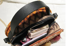 Load image into Gallery viewer, Autumn National Style Contrast Color Tassels One-Shoulder Crossbody Small Round Bag