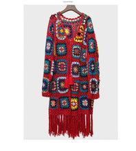 Load image into Gallery viewer, Handmade Hippie Weave Flower Hollow Tassel Sweater Cardigan