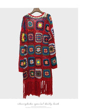 Load image into Gallery viewer, Handmade Hippie Weave Flower Hollow Tassel Sweater Cardigan
