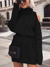 Load image into Gallery viewer, Sexy High Collar Long Sleeve Knit Midi Dress