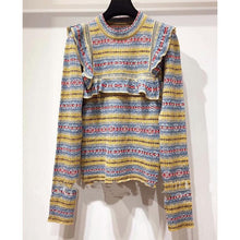 Load image into Gallery viewer, Autumn And Winter Geometric Stripes Wooden Ear Bottoming Slim Sweater
