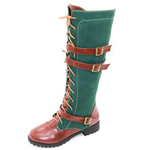Load image into Gallery viewer, Women s color matching high belt buckle extra large size knight boots
