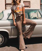 Load image into Gallery viewer, Autumn And Winter Lattice Leisure Micro Bell-bottom Trousers