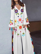 Load image into Gallery viewer, Vintage print v-neck long dress